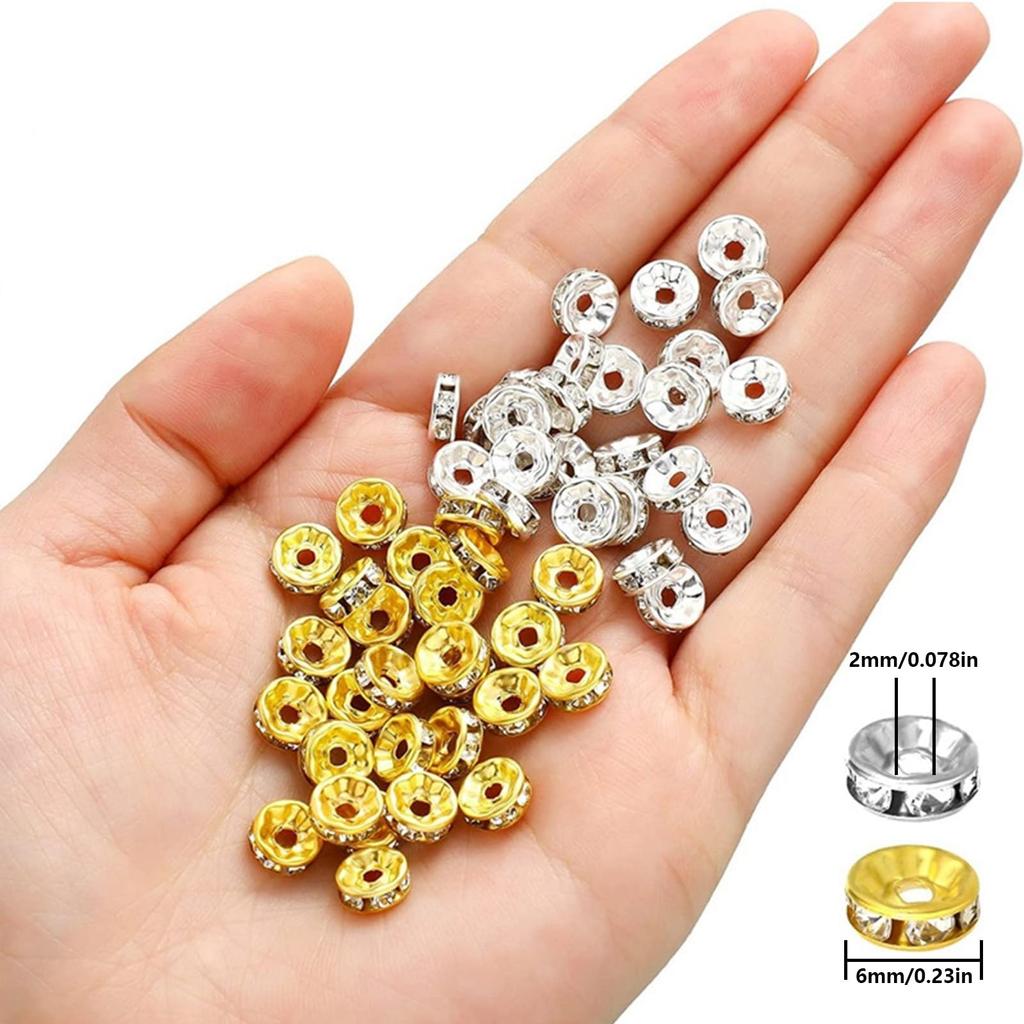 Рондель 6 мм плоский тип 200 штук золото серебро 100 штук каждый со стразами разделительные бусины металлические бусины аксессуары части ювелирные изделия ручная работа ремесло