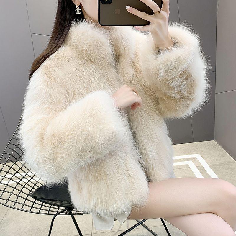 Skinny imitation fox hair fashionable cotton coat winter short small imitation fur fur coat women