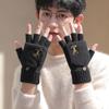 Gloves Men'S Warm Winter Fingers Couple Student Writing Dew Fingers Autumn Knitting Wool Flip