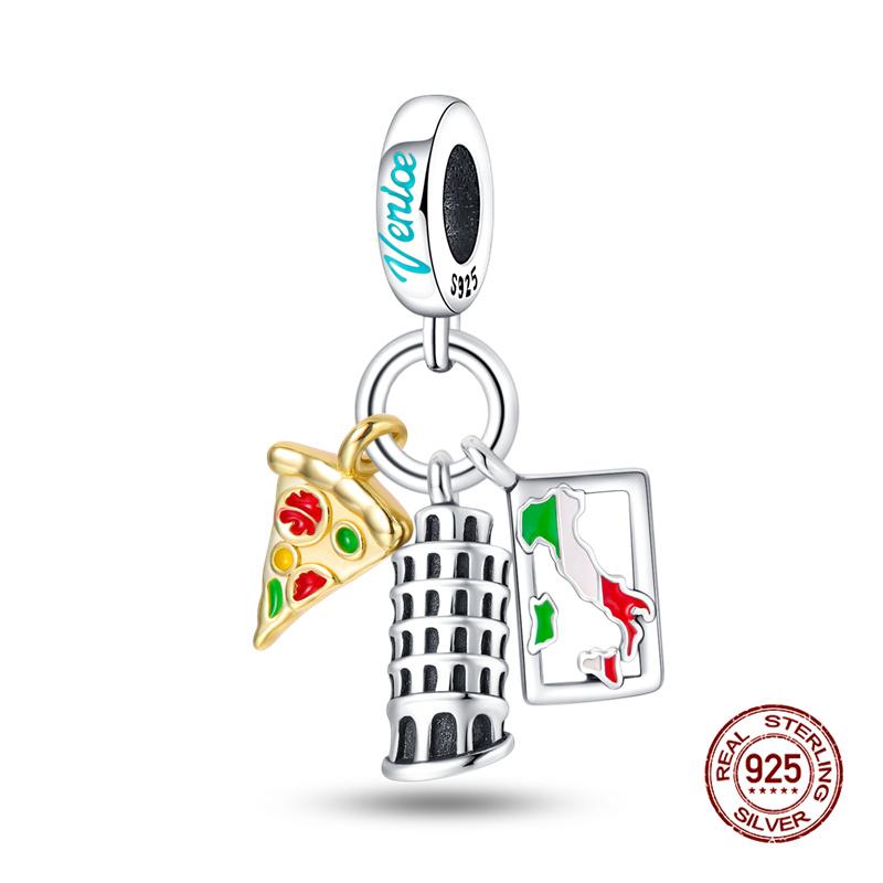 Original Charm Copper Landmark Building Series Charm Bead Fit 3Mm Original Bracelet For Women Diy Fine Jewelry Gift