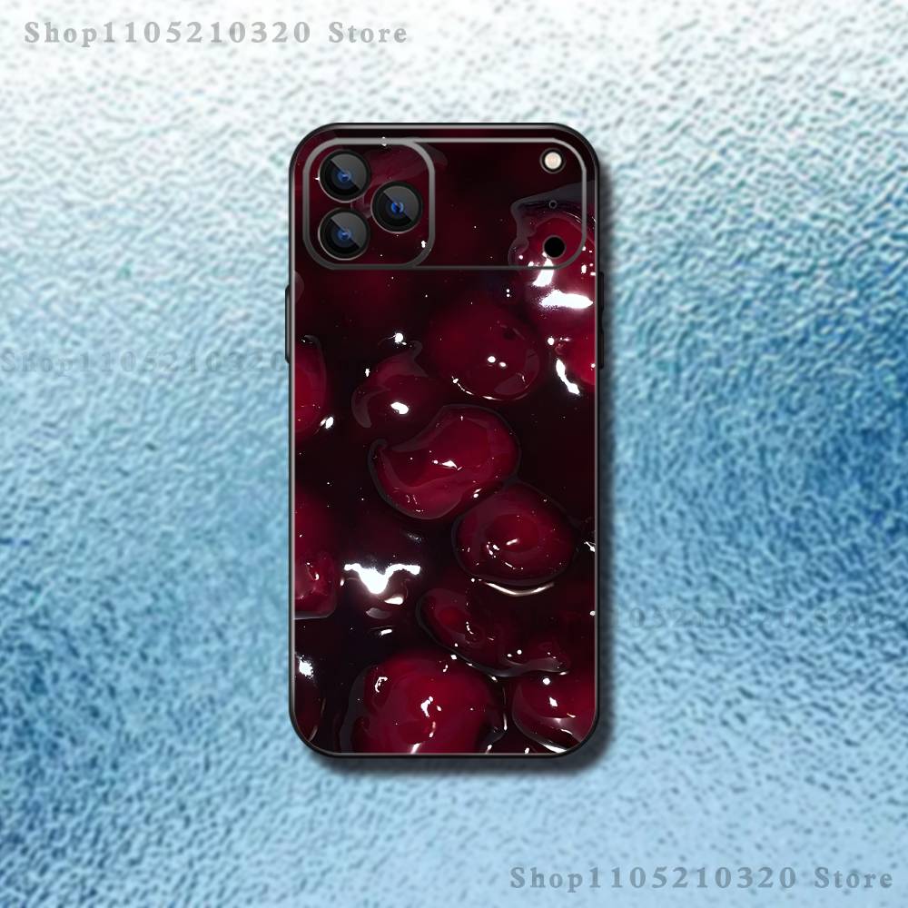 Кристальный чехол-вишенка для iPhone 17,16,15,14,13,12,11,Pro Max,XSX,,XR,SE,Mini,8,7, Мягкий силиконовый черный чехол
