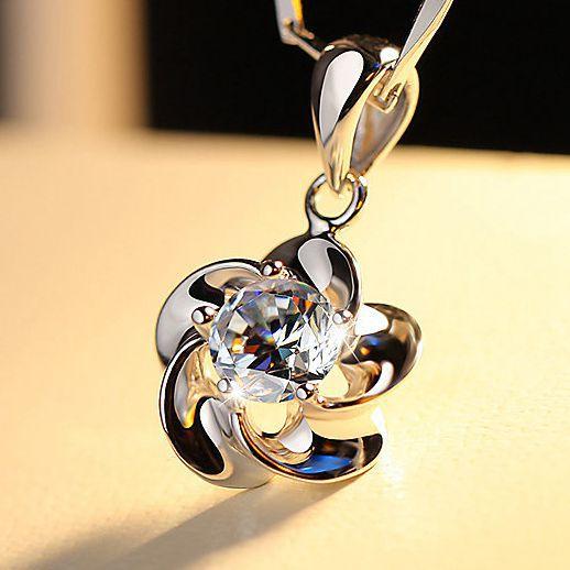 Серебряное ожерелье, кулон, ювелирные изделия, корейские украшения, простота, вермикулит, подвеска с цветущей сливой, женские цветущие цветы