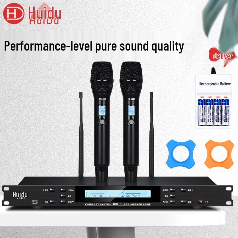 HuiDu U8801/8802 Pro Двойной беспроводной микрофон с регулируемой частотой для конференций