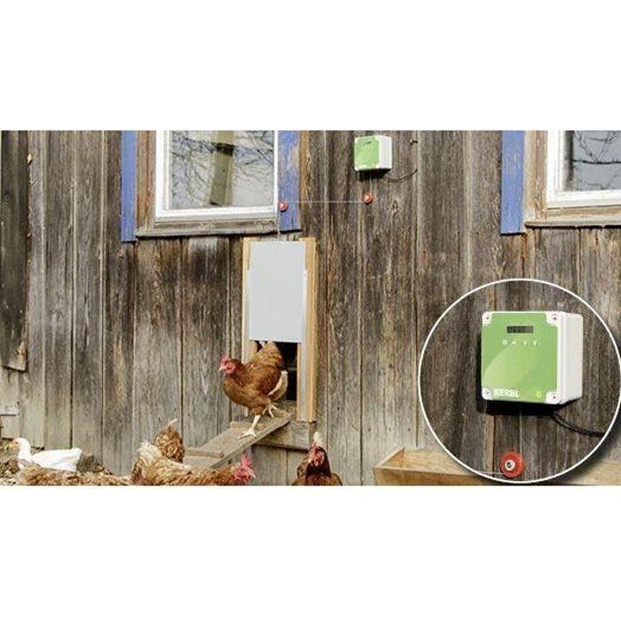 Porte automatique pour poulets - kerbl - vert - 24 x 16 x 11 cm - extérieur - 10 animaux