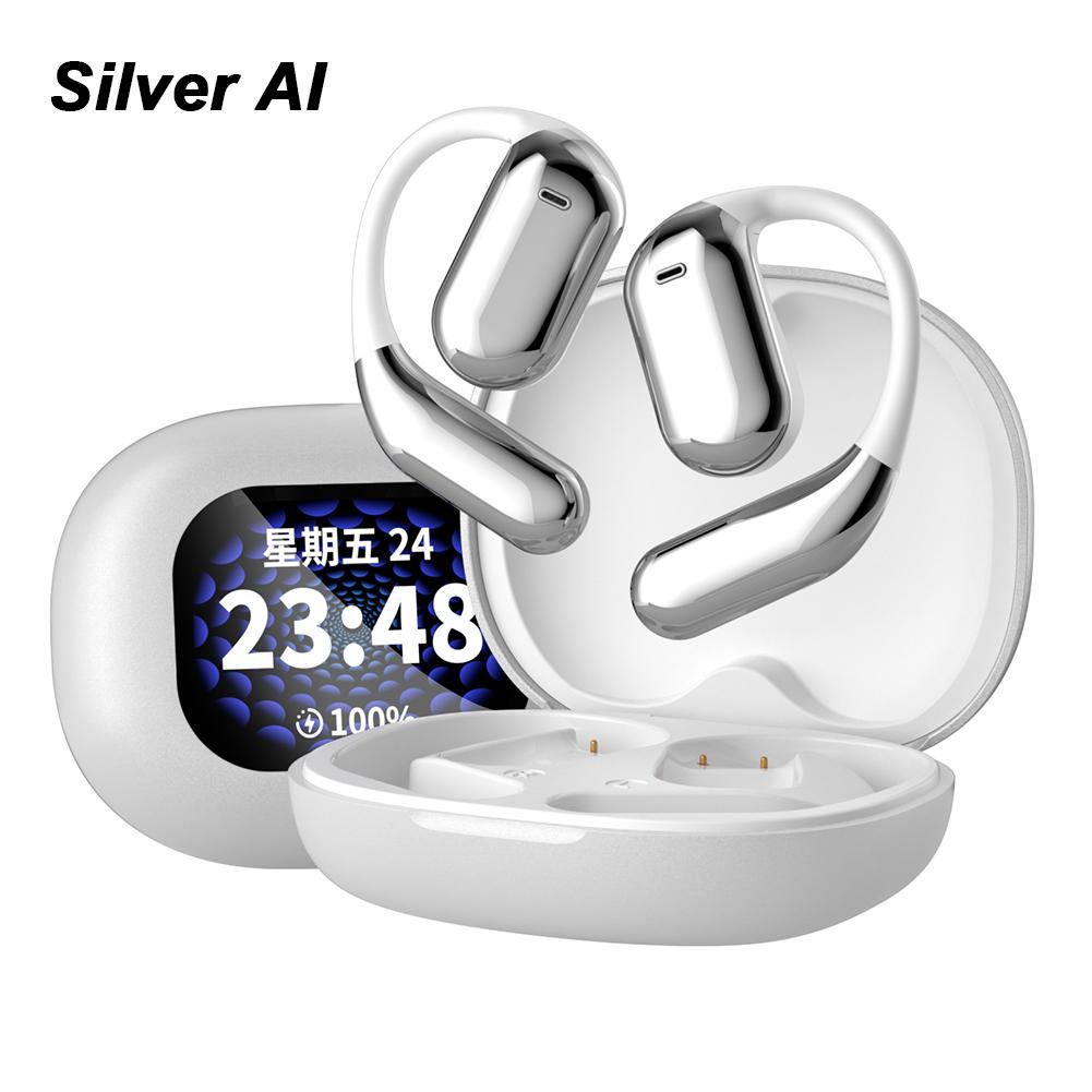 Наушники Bluetooth с искусственным интеллектом и функцией перевода, с цветным ЖК-экраном, шумоподавлением, спортивные наушники