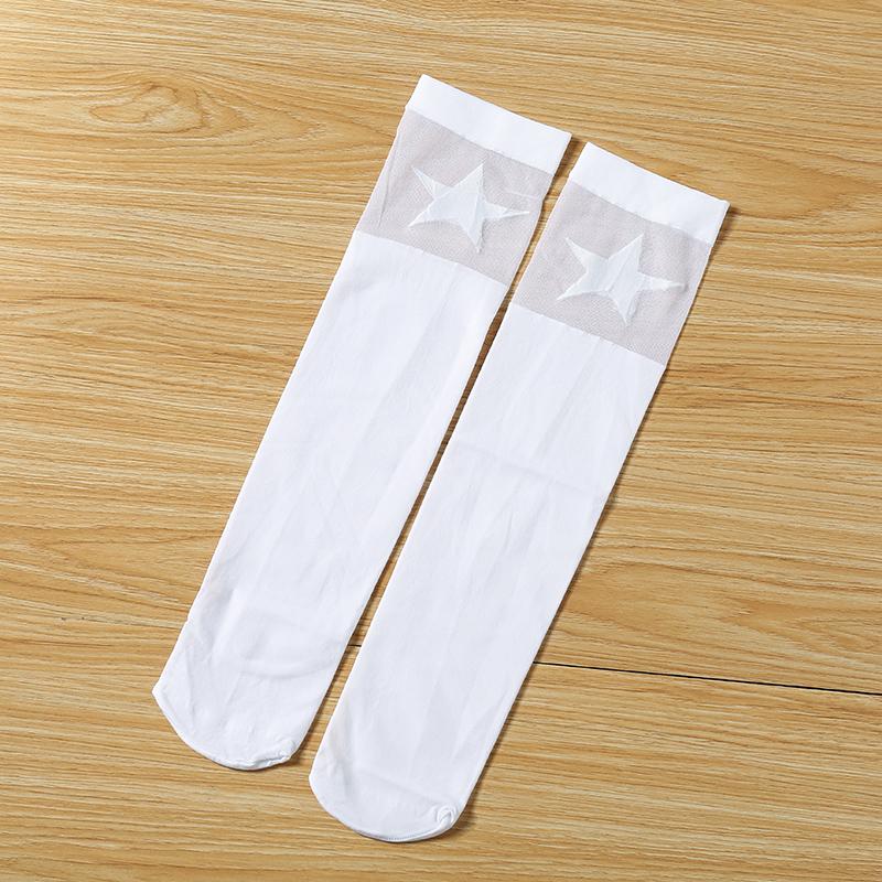 Белые школьные гольфы выше колена с мультяшным дизайном кошки/звезды/сердца/полоски для малышей, детей, учеников, чулки принцессы