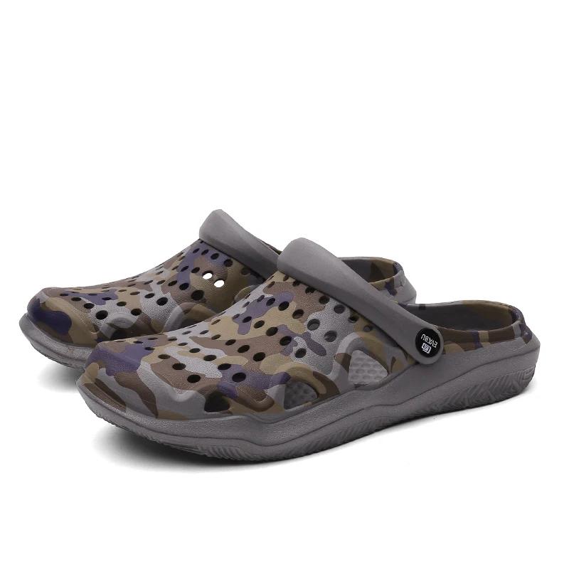 Women Men Slippers Beach Sandals Summer Men Slides EVA Sole Camouflage Sandals for Water Sports Hole Shoes Plus Size 36-45