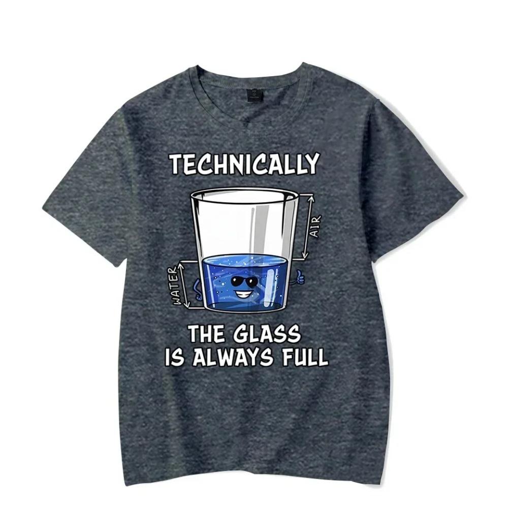 Y2k T Shirt for Men Physics Technically The Glass Is Always Graphic T Shirts Tops Short Sleeve T Shirt Harajuku Fashion T-shirts