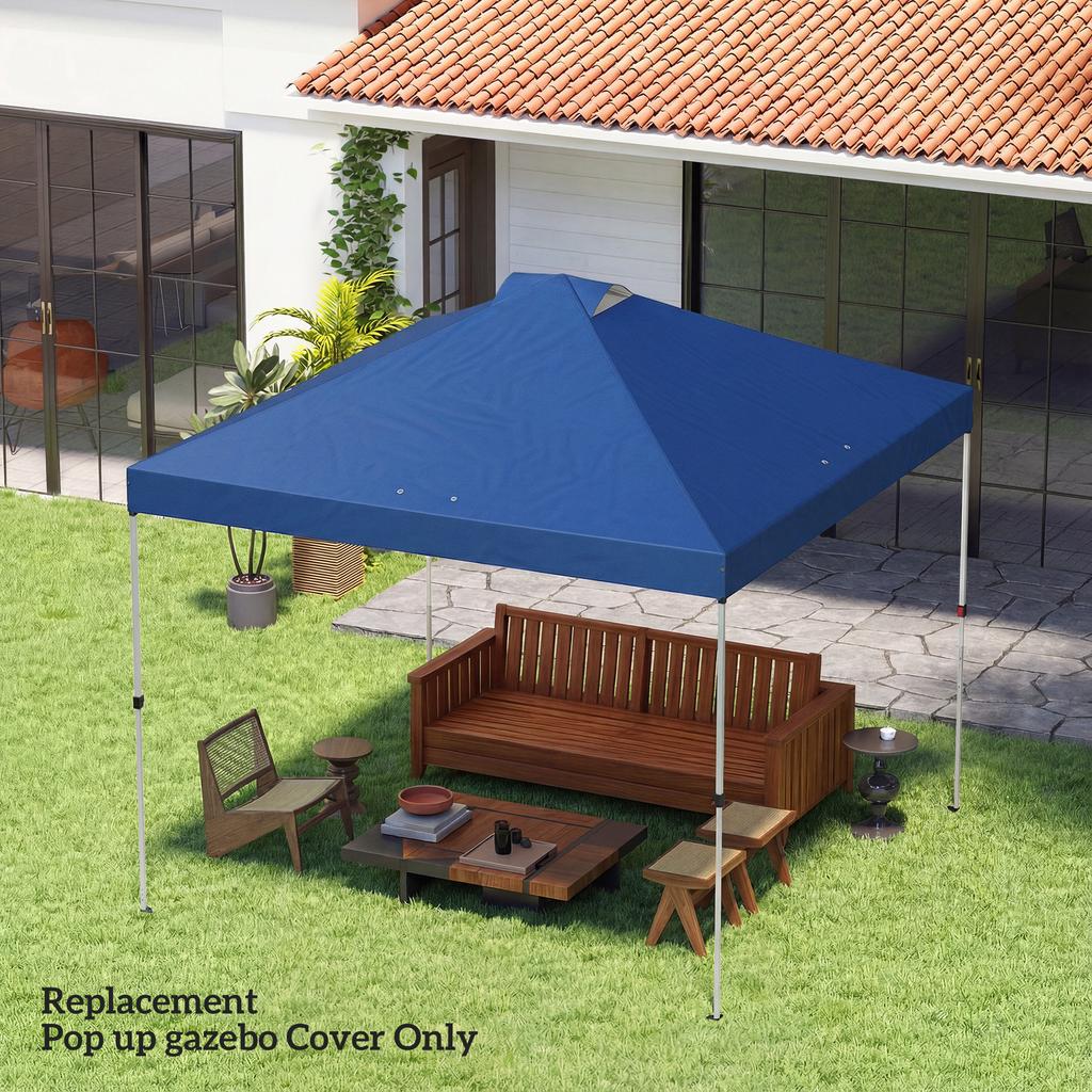 Gazebo Roof Replacement UV50+ Waterproof Pop Up Canopy Cover with 8 Drainage Holes 3 x 3 m Blue