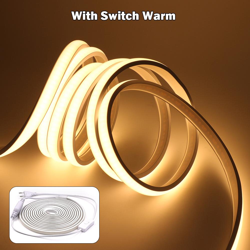 Dimmable Neon COB LED Strip 220V Dimmer Switch Power Kit Super Bright 288LED/m Waterproof Neon Linear Lighting 3000K 4000K 6000K