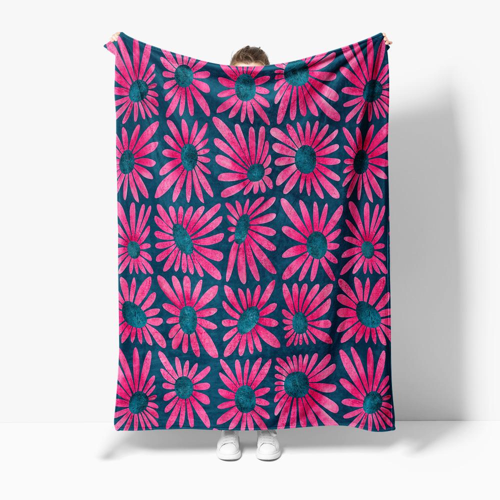 Water Resistant Floral Pattern Fleece Blanket Kids Teens Sofa Bed Throw Decorative Gift
