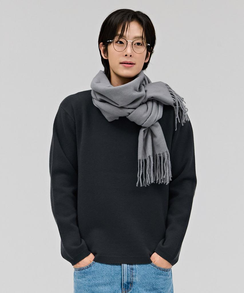 CHASECULT Men'S Basic Round Sweater - Charcoal