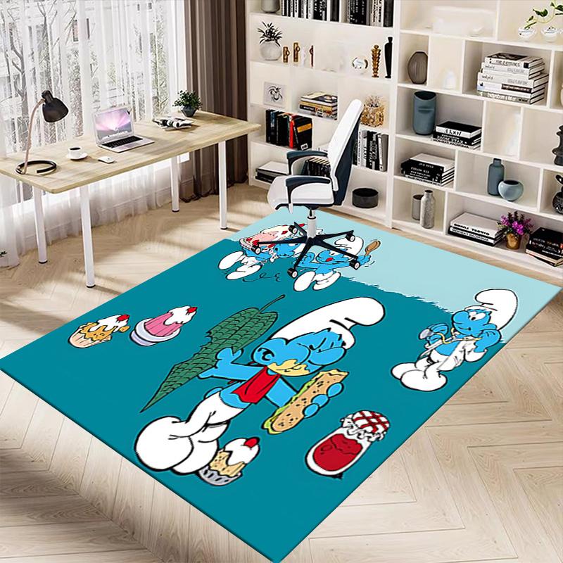 1pc Smurf Cakes Celebration Carpet for Playroom Bedroom Living Room Sofa Home Decor,kids Game Area Rug Non-slip Floor Mat Y72389