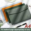 Leather Leather File Folder Large Capacity Briefcase Stationery Dustproof File Bag  School Office