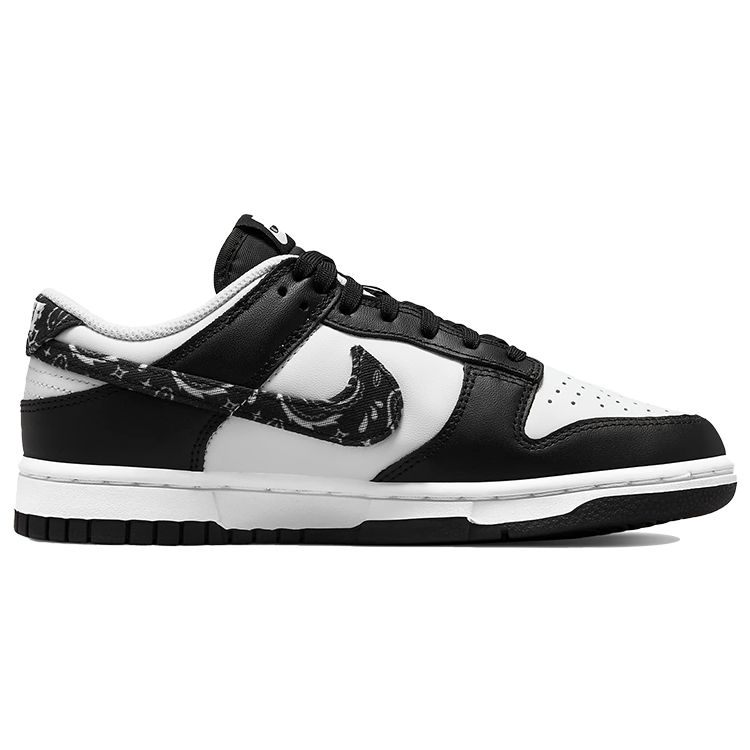 Nike Dunk Low Черные женские кроссовки с узором пейсли белые DH4401-100