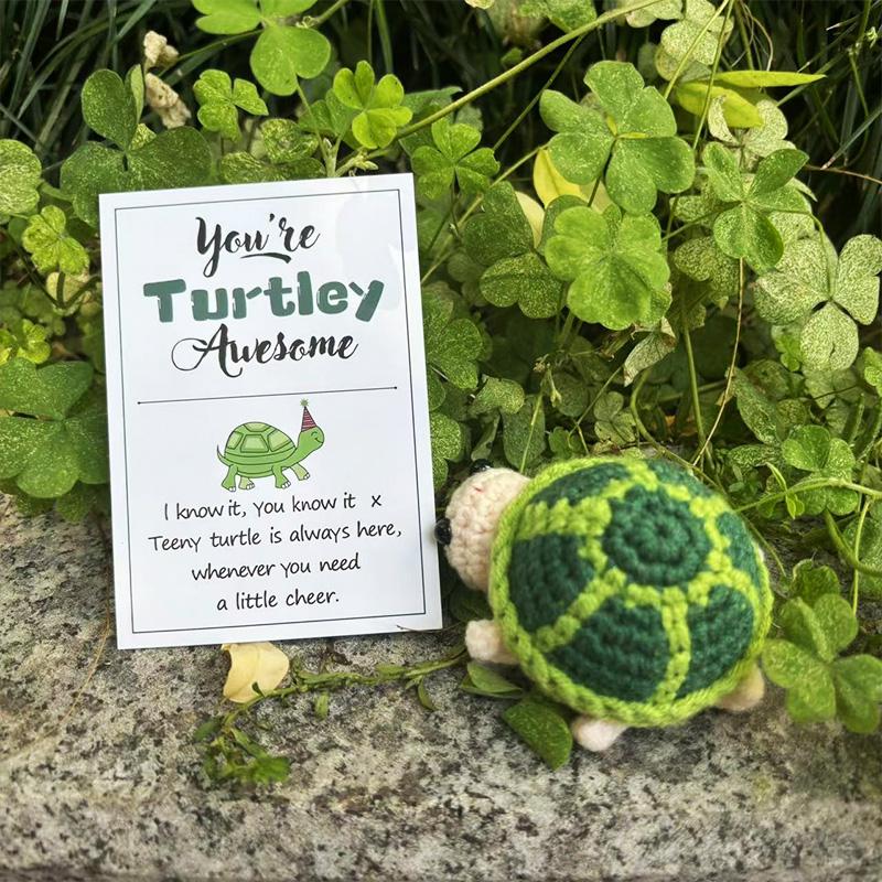 1PC Handmade Cute Perfect Gift Positive Energy Crochet Turtle Mini Wool Knitting Doll Desk or Car Accessory Soft Cotton Yarn