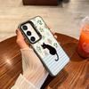 Для Samsung Galaxy S24 S23 Ultra Plus FE S25 S22 Ultra Plus S21 FE Лазерный Чехол для Телефона Полосатый Кофе Кот Ударопрочные Черные Чехлы