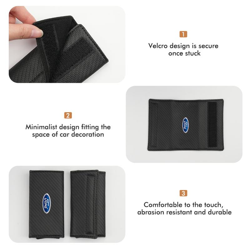 VEDB9 For Ford 2pcs Car Door Handle Cover Leather Auto Door Knob Protector Focus mk2 mk3 mk4 Fiesta Ranger Mondeo S-MAX Kuga