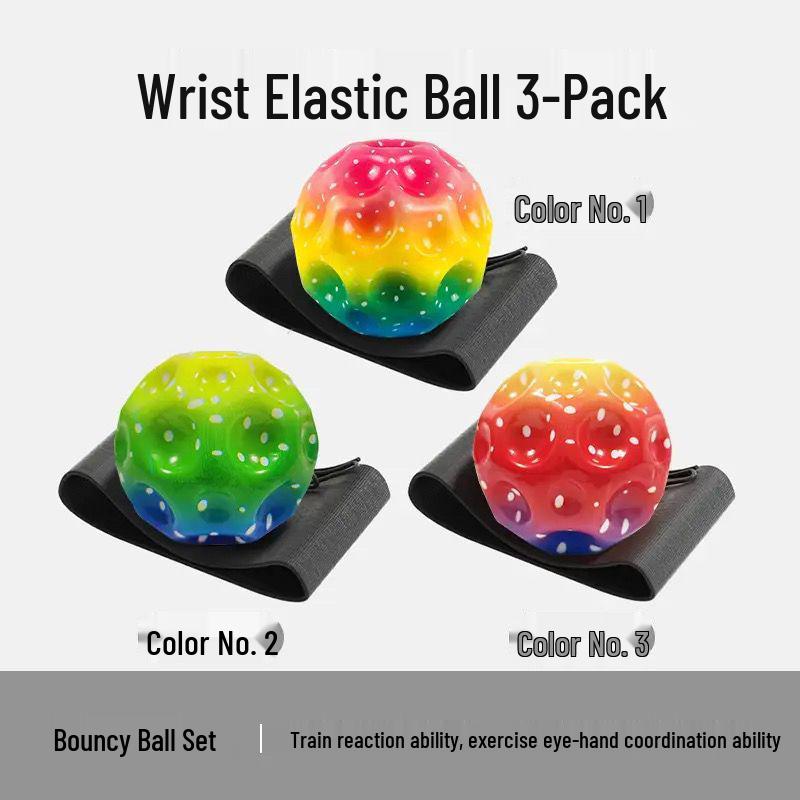 Luminous Rubber Wrist Ball with Elastic Rope - Kids' Rebound Toy for Boys' Boredom Relief