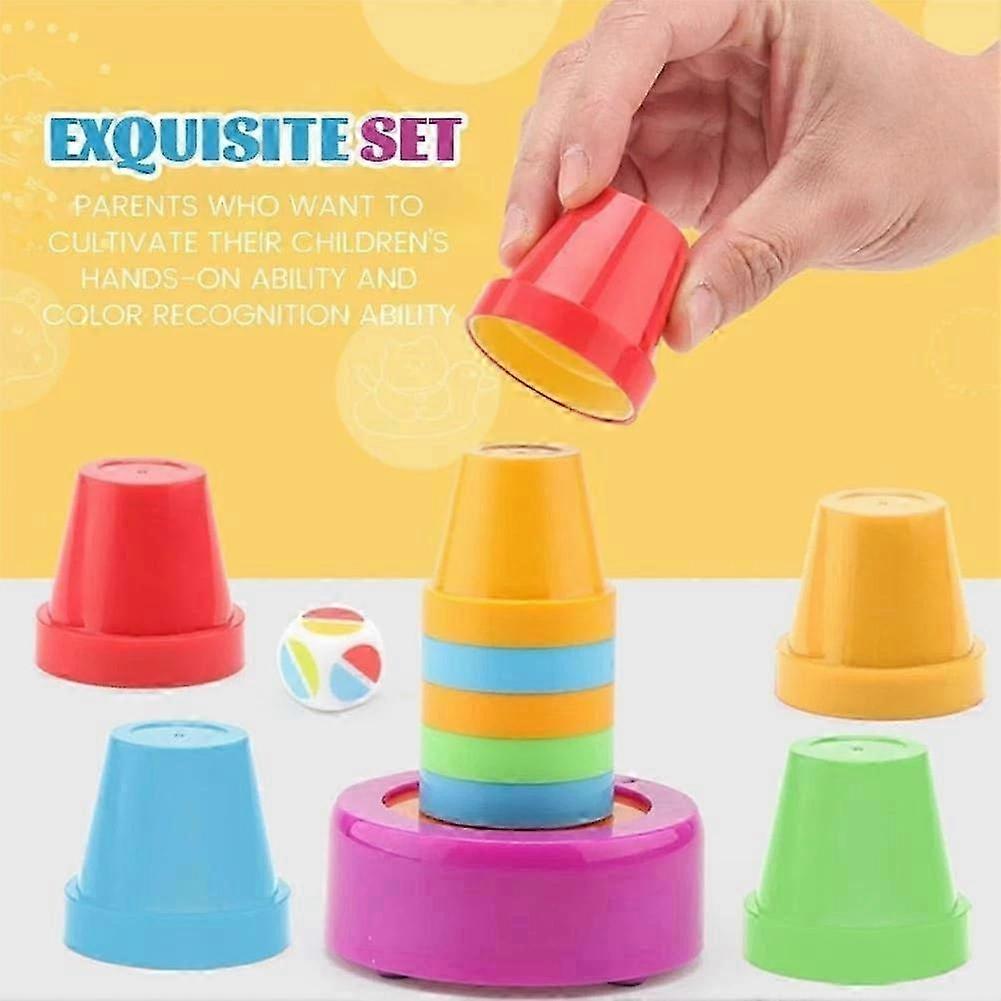Tabletop Competitive Cup Stacking Game, Color Stacking Challenge Game, Speed Cup