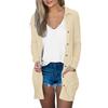 Women's Fashion Cardigan Lightweight Long Sleeve Button Loose With Pocket Solid Color Jacket