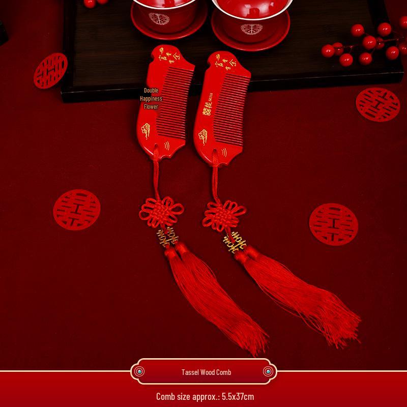 Полный свадебный набор невесты в европейском стиле: Пара зеркал и красные приданые вещи