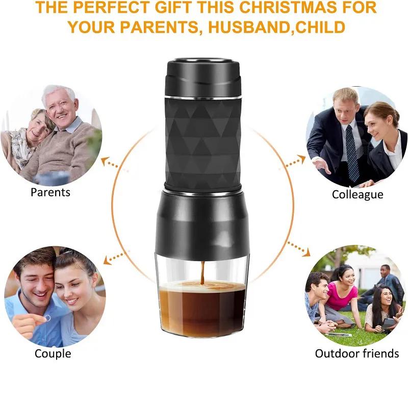 Портативная эспрессо-машина, ручная кофеварка, давление 20 бар для капсул, молотый кофе для путешествий, кемпинга, кухни, 75 мл-120 мл