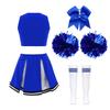 Kids Girls Sparkly Cheer Outfit Crisscross Striped V Neck Crop Top Pleated Skirt and Bow Set