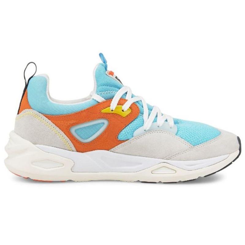 PUMA Trc Blaze The Triangle Fabric Synthetic Leather Mid-top Lifestyle Sneakers Unisex Blue Orange Grey 383104-05