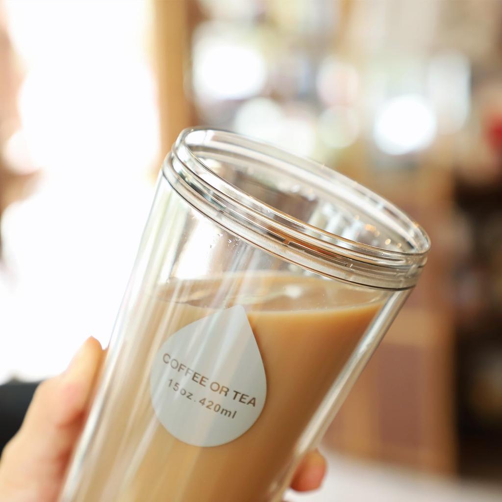 Стакан Fexmoy с водой, Вакуумная изоляция, Большая чашка, Легко пить воду, Старшая школа, Прозрачный, Соломинка, Щетка в комплекте, Соломинка, Бутылка, 520 мл, Пластик,