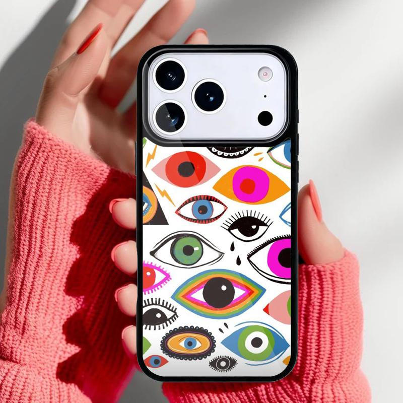 Чехол для телефона с узором из глаз для iPhone 17 16 15 14 13 Pro Max Задняя крышка для 12 11 Pro Coque