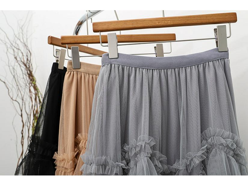 2024 Осень/Зима Многослойное А-силуэтное платье феи с оборками из сетки для женщин