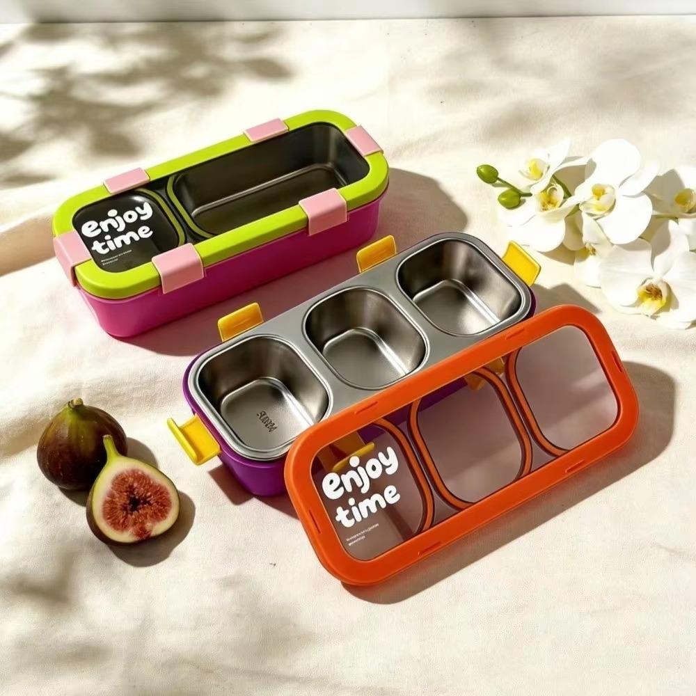 Eco Friendly Stainless Steel Lunch Box Removable Divided Lunch Box Travel Food Tray Picnic