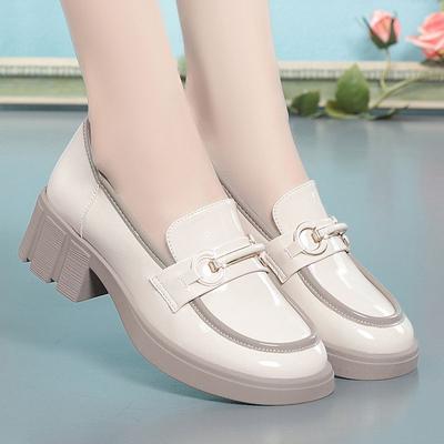 Женские кожаные туфли на толстом каблуке, натуральная кожа, мягкая подошва, износостойкие, глубокий рот, британский стиль, лоферы на толстой подошве