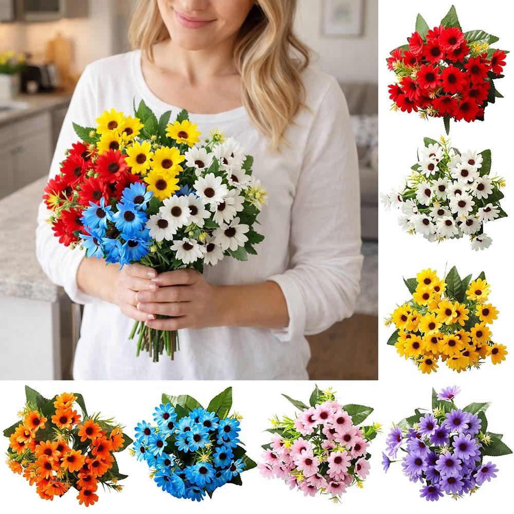 Мода 20 Головок Искусственные Цветы DIY Цветок Шелковые Маргаритки Букеты Реалистичные Разноцветные Искусственные Цветы Декор для Вечеринки