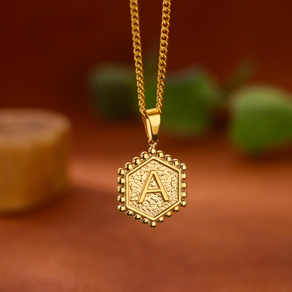 Именные шестиугольные ожерелья для женщин из нержавеющей стали с буквой от A до Z, шестиугольная подвеска, ожерелье, подарок на день рождения, свадьбу, ювелирное украшение