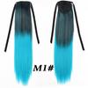 Colorful Ombre 2 Tone Cosplay Ponytail Hair Extension Body Wavy Fake One Piece Clip In Tie Up Pony Tail Dark Green/Green
