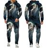 Mens Tracksuit Autumn And Winter Hoodie +Pants Two Piece Set Cool 3D Skull Print Mens Fashion Hoodies Sweatshirts Suits