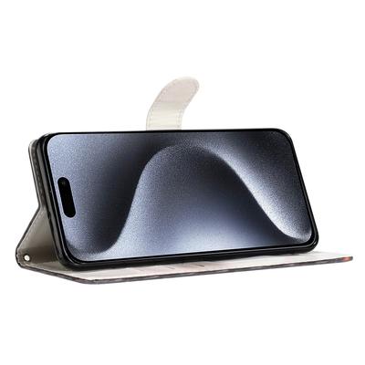 Для iPhone 15 Pro Чехол-кошелек для телефона из ПУ кожи с откидной крышкой, подставкой, держателем для карт, с расписным дизайном