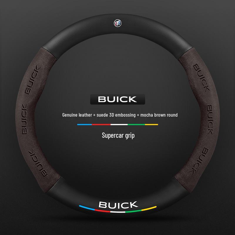 Genuine Leather Steering Wheel Cover for Buick: Encore, Verano, Excelle, Regal, LaCrosse, GL8