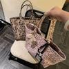 Retro Style Leopard Print Canvas Bag Girl Lazy Casual Shoulder Messenger Bag Large Capacity Commuter Bag