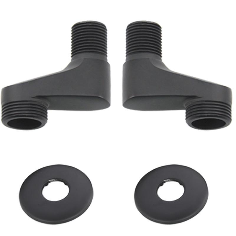 Black Shower Faucet Kit with Adjustable Shower Head and Curved Eccentric Converter