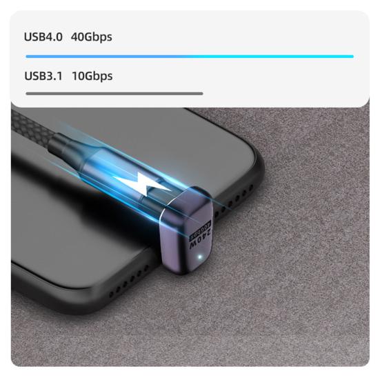 USB C адаптер с прямым углом 240 Вт PD 8K@60 Гц видео зарядный адаптер 40 Гбит/с передача данных светодиодный металлический адаптер для MacBook Pro для iPad Pro
