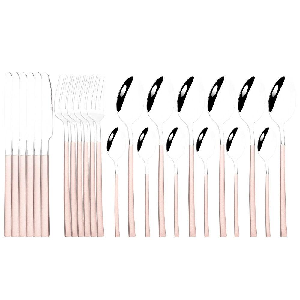 24 Pieces Sets Kitchen Tableware Cutlery Set Mint Green Gold Stainless Steel Dinnerware Set Food Flatware Mirror Silverware Set