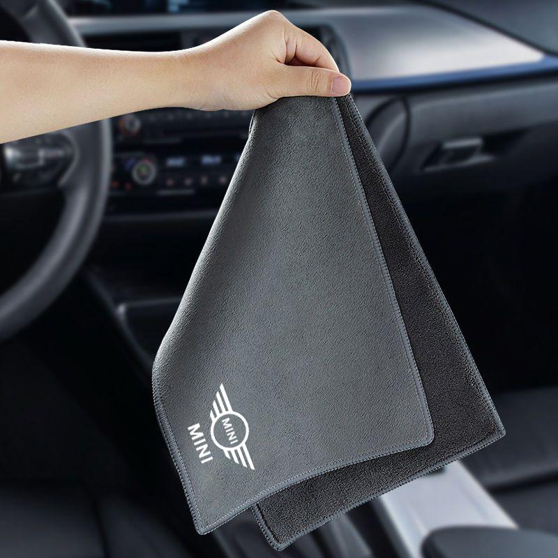 Coral Fleece Car Double-sided Towel Microfiber Cleaning Facecloth For MINI Cooper JCW Countryman Clubman Cabrio Paceman WORKS