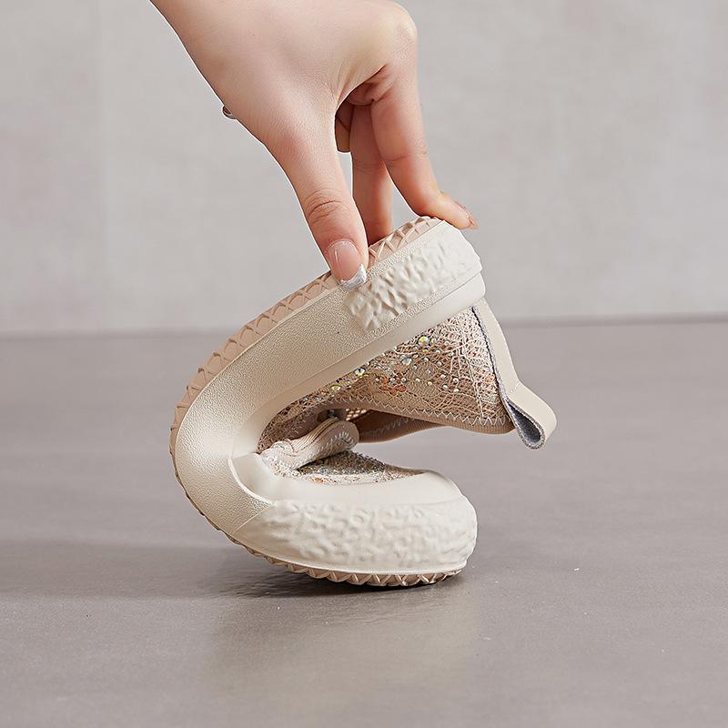 Женские парусиновые туфли на толстой подошве 2025 лето новая повседневная сетчатая одинарная обувь женские неглубокие туфли на плоской подошве женские туфли-лодочки женская обувь прилив