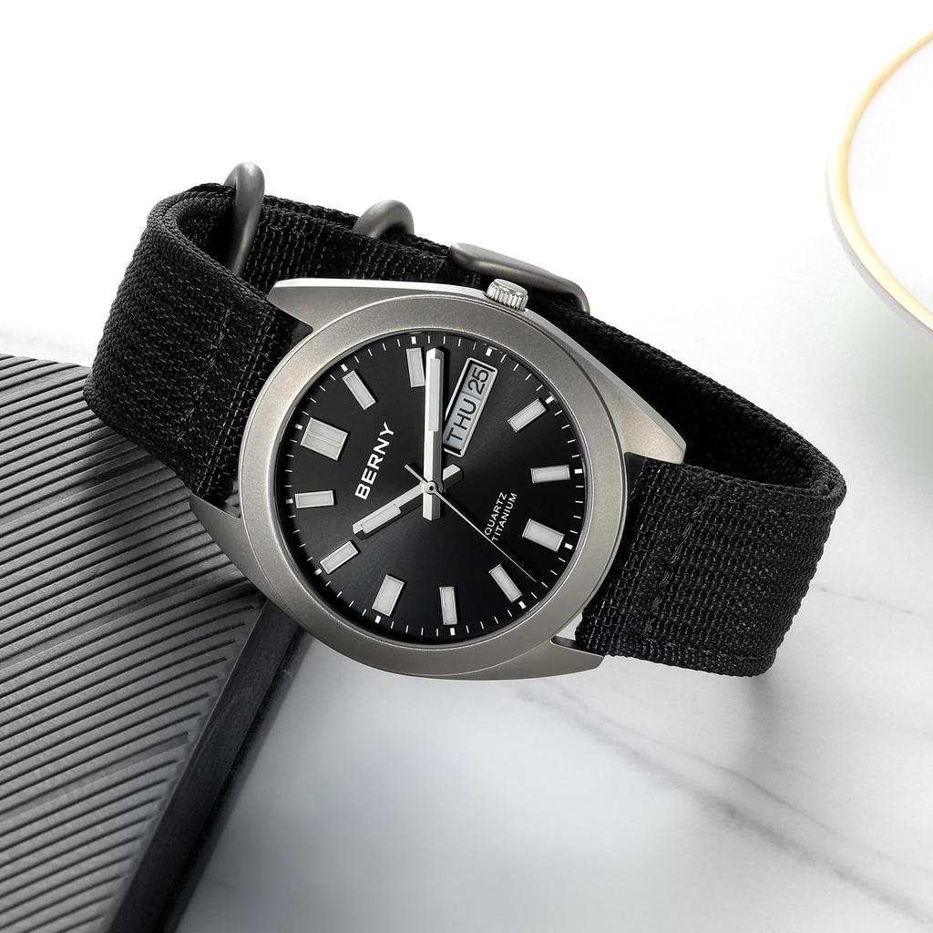 BERNY Часы из титана для японских кварцевых часов Titanium Analog Quartz 10ATM Water Super Luminous Men, мужские часы, мужские часы, механизм, часы, устойчивые,