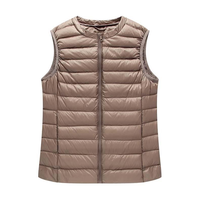 Women's Winter Lightweight Cropped O Neck Sleevelees Solid Color Plus Size Liner Tank Top Down Vest M-3XL