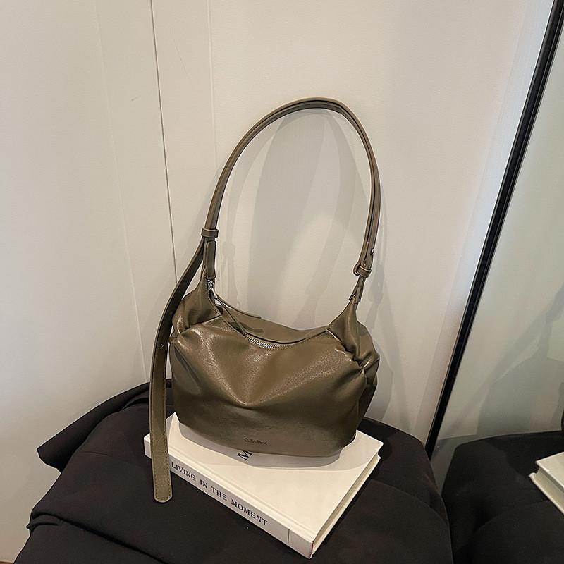 Ielgy Ladies Korean Version Large-Capacity Pleated Dumpling Bag High-End Casual Commuter Underarm Bag Can Be Cross-Body