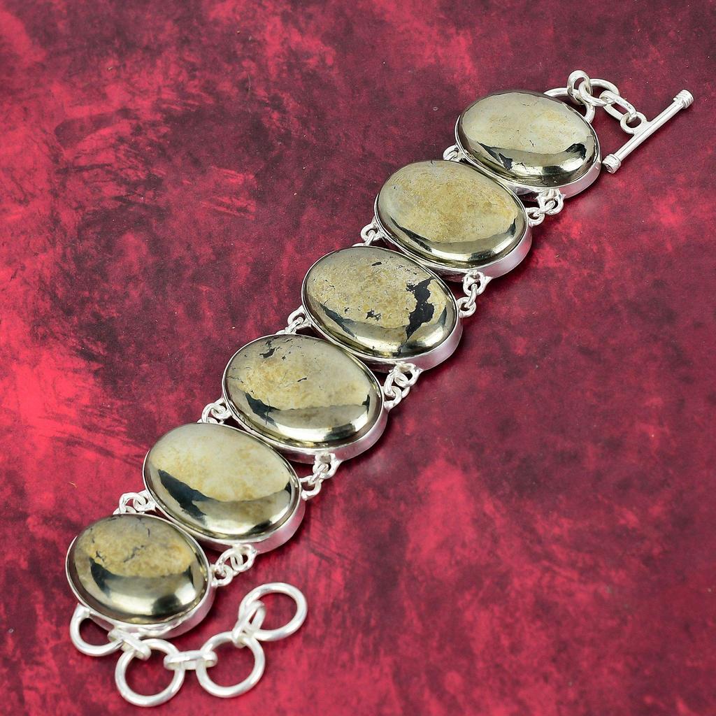 Natural Pytite 925 Solid Sterling Silver Necklace & Bracelet Jewelry Set For Her, Beauteous Gemstone Handmade Jewelry For Her